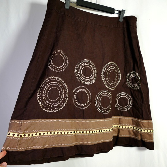 Talbots Dresses & Skirts - Talbots Boho Western Embroidered Linen Skirt Size 16 Rodeo Cowgirl Equestrian